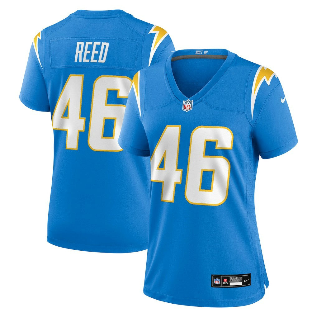 Nikko Reed Los Angeles Chargers Women's Team Game Jersey - Powder Blue