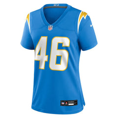 Nikko Reed Los Angeles Chargers Women's Team Game Jersey - Powder Blue
