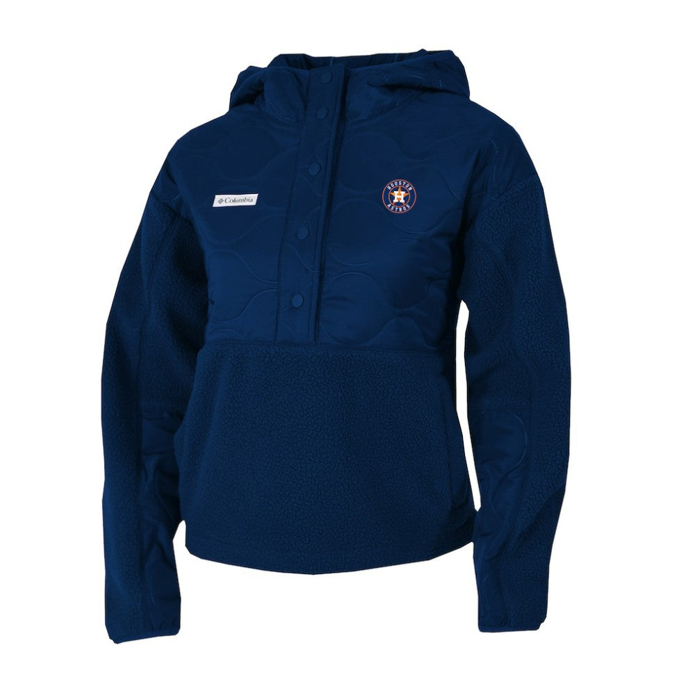 Houston Astros Women's Cloud Point Hooded Fleece Half-Snap Pullover Jacket Navy | Columbia