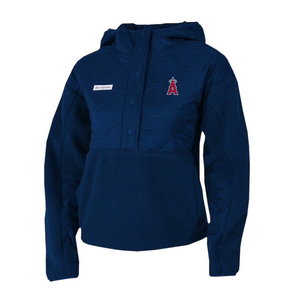 Los Angeles Angels Women's Cloud Point Hooded Fleece Half-Snap Pullover Jacket Navy | Columbia