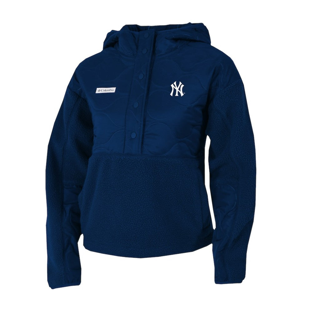 New York Yankees Women's Cloud Point Hooded Fleece Half-Snap Pullover Jacket Navy | Columbia