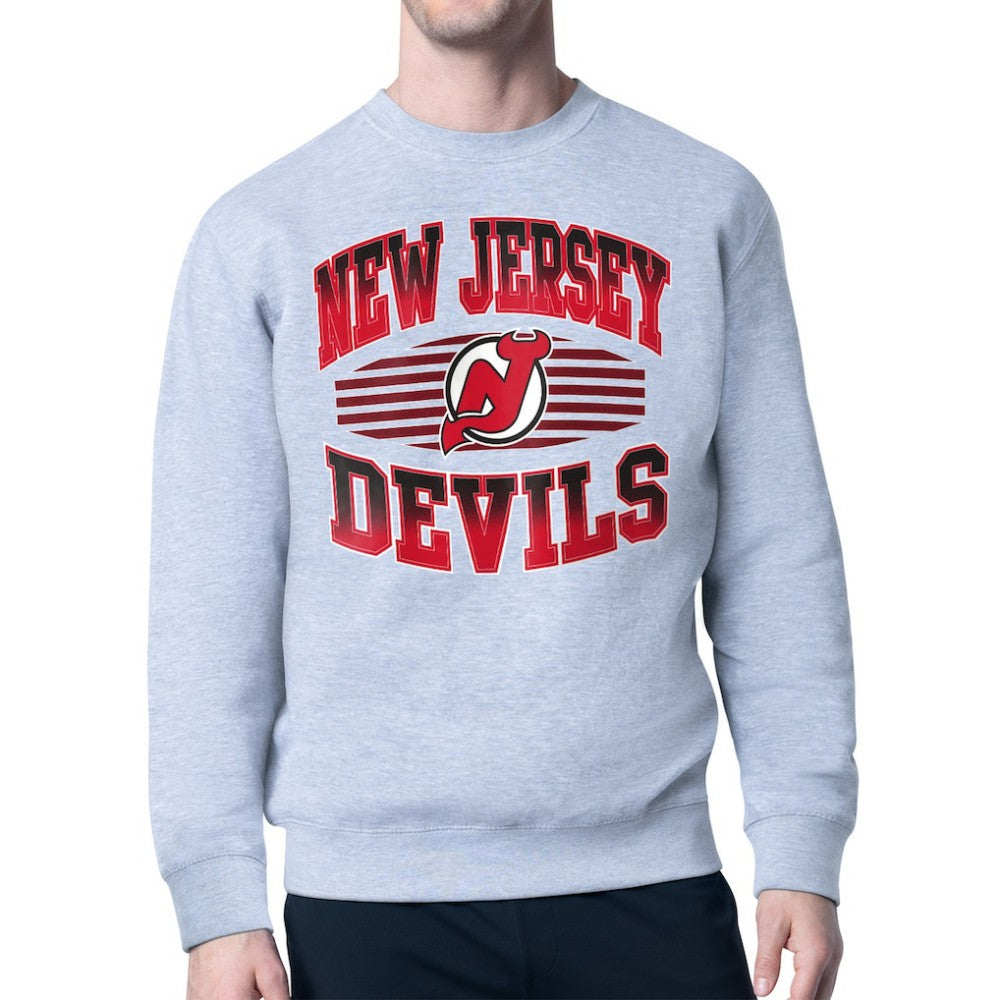 New Jersey Devils Starter Team Grit Graphic Fleece Pullover Sweatshirt Gray