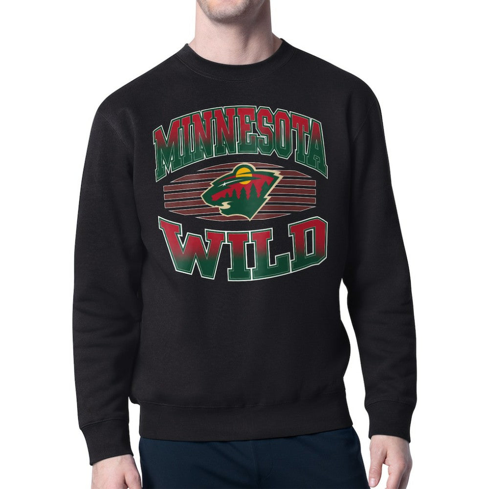 Minnesota Wild Starter Team Grit Graphic Fleece Pullover Sweatshirt Black
