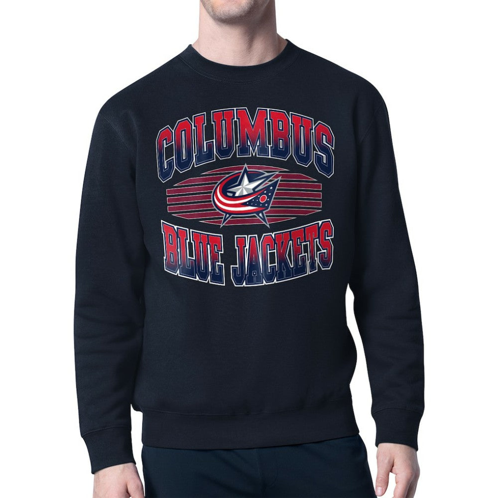 Columbus Blue Jackets Starter Team Grit Graphic Fleece Pullover Sweatshirt Navy