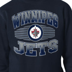Winnipeg Jets Starter Team Grit Graphic Fleece Pullover Sweatshirt Navy