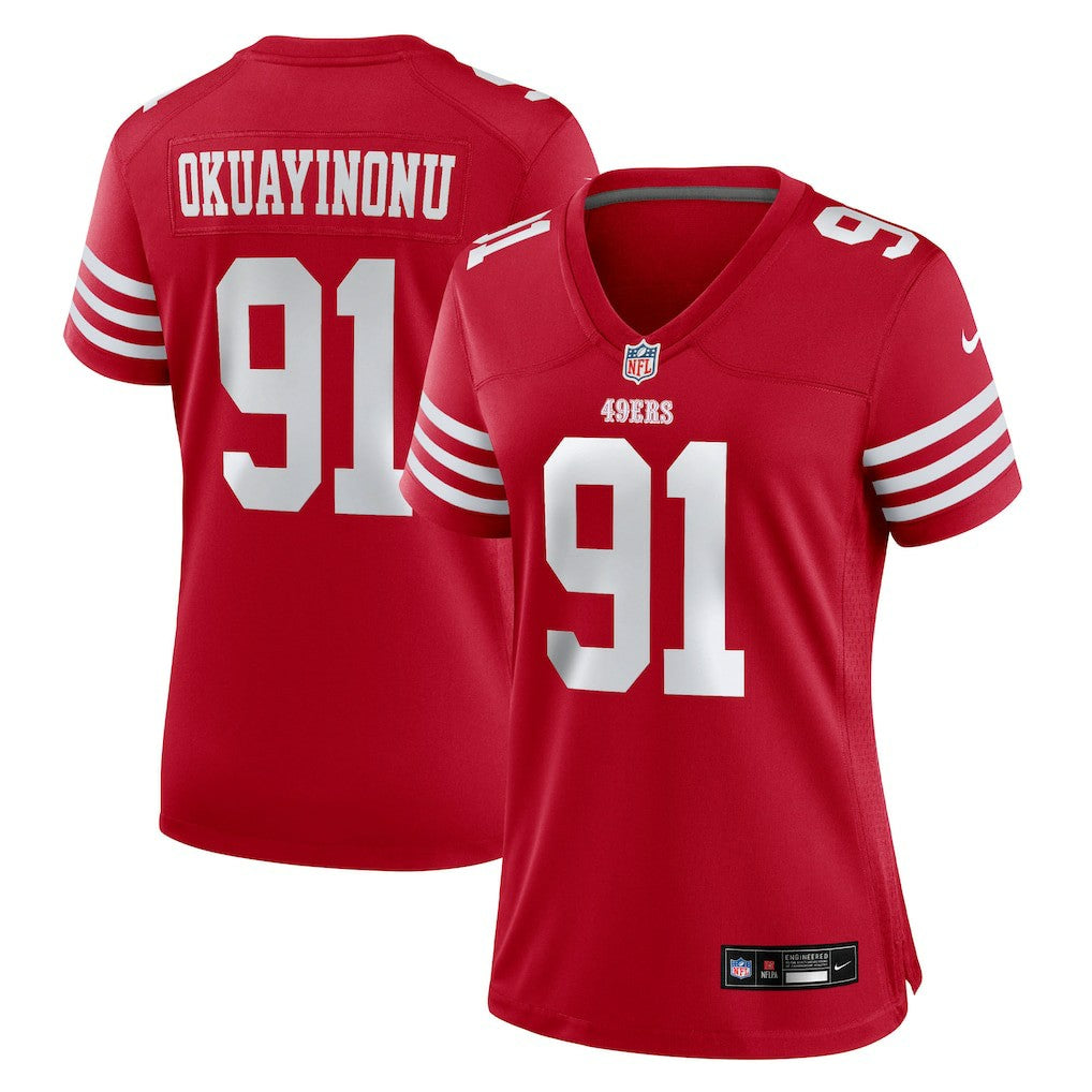 Sam Okuayinonu San Francisco 49ers Women's Team Game Jersey - Scarlet