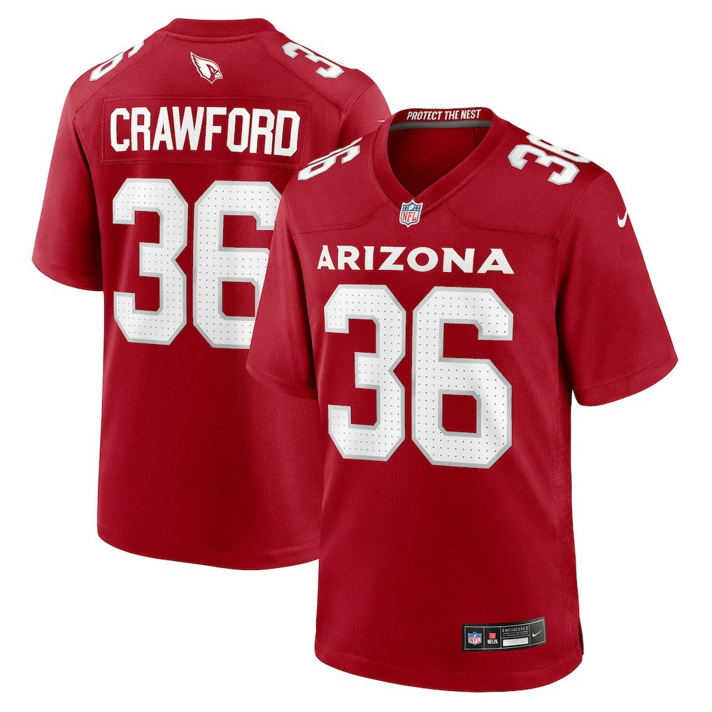 Kitan Crawford Arizona Cardinals Team Game Jersey - Cardinal