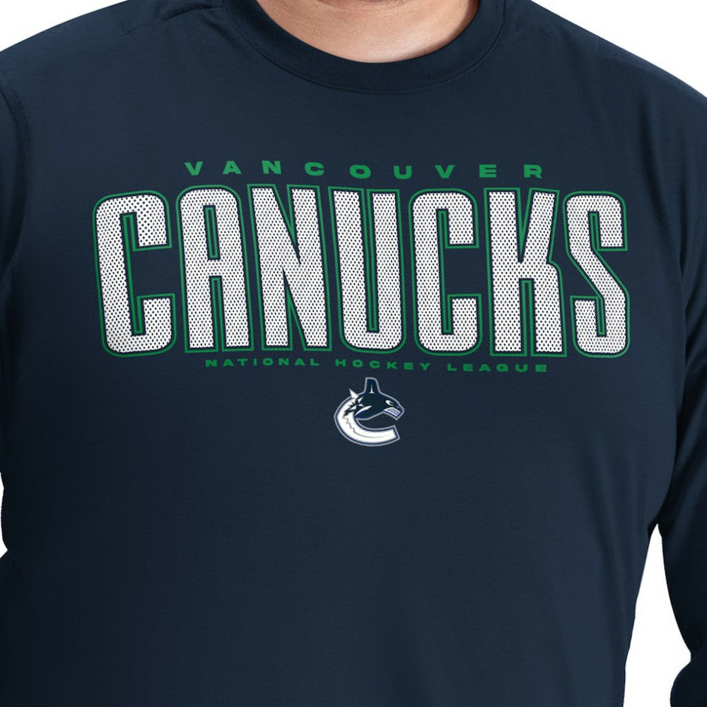 Vancouver Canucks G-III Sports by Carl Banks Adaptive Mesh Effect Long Sleeve T-Shirt Blue