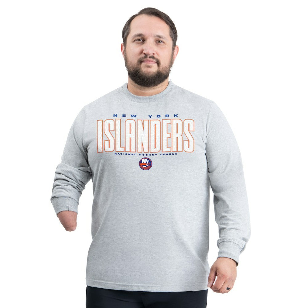 New York Islanders G-III Sports by Carl Banks Adaptive Mesh Effect Long Sleeve T-Shirt Gray