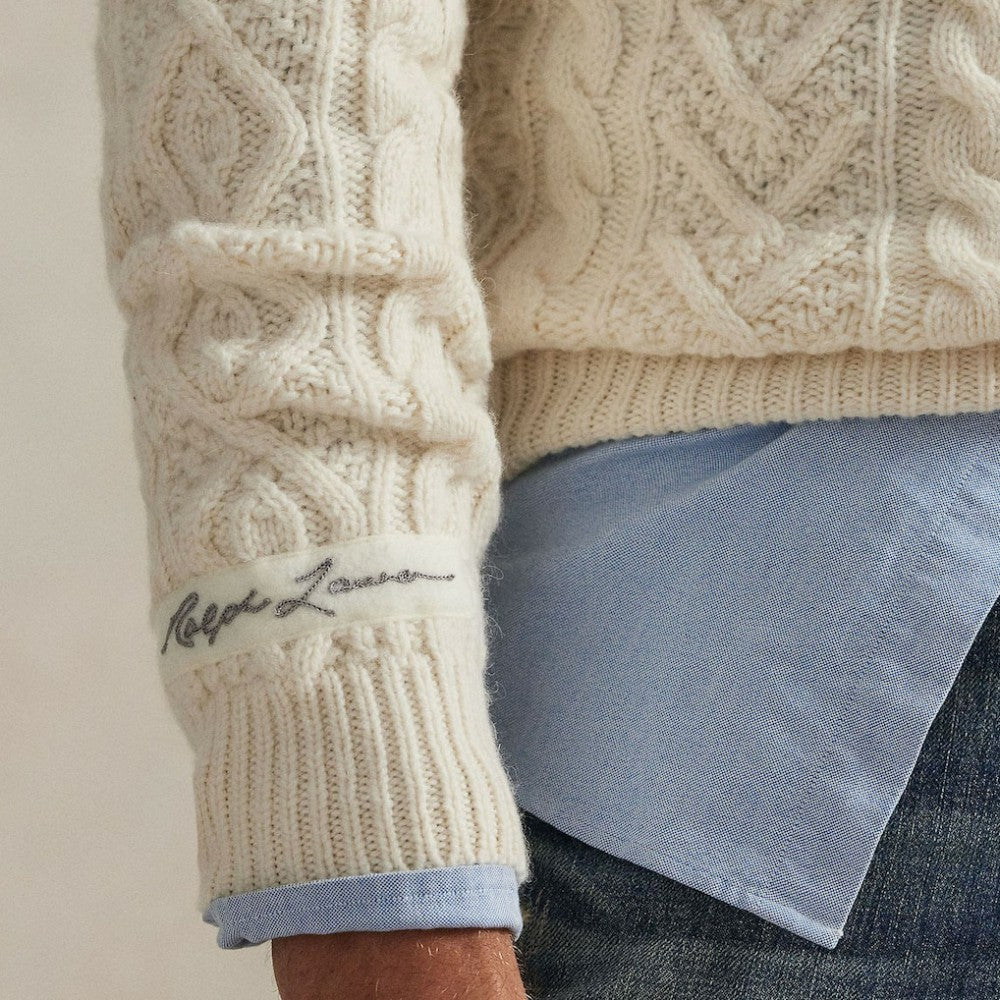 New York Yankees Polo Ralph Lauren Wool-Alpaca Sweater Cream