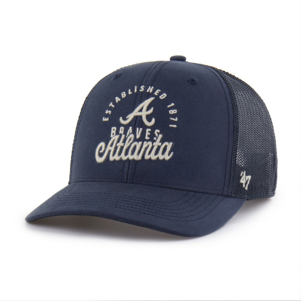 Atlanta Braves Pitstop Trucker Adjustable Hat Navy | 47 brand