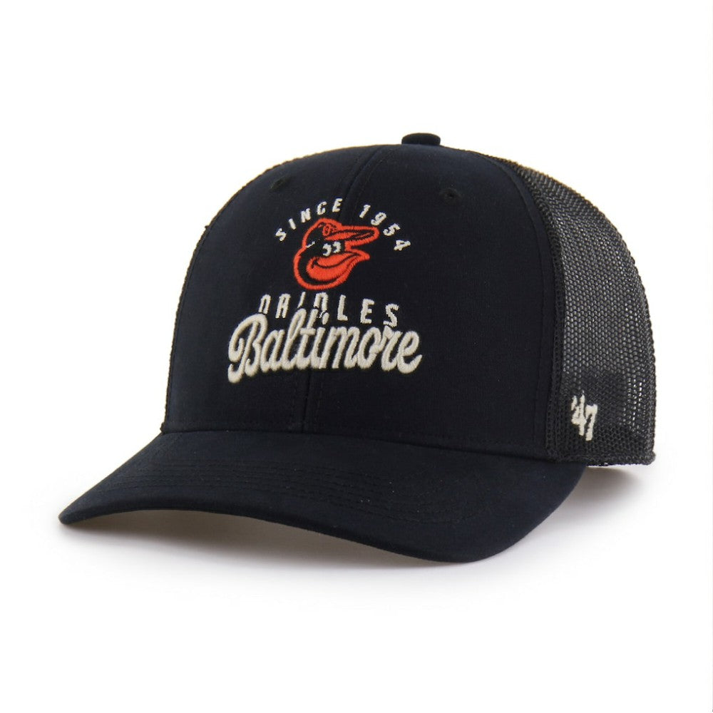 Baltimore Orioles Pitstop Trucker Adjustable Hat Black | 47 brand