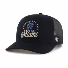 Miami Marlins Pitstop Trucker Adjustable Hat Black | 47 brand