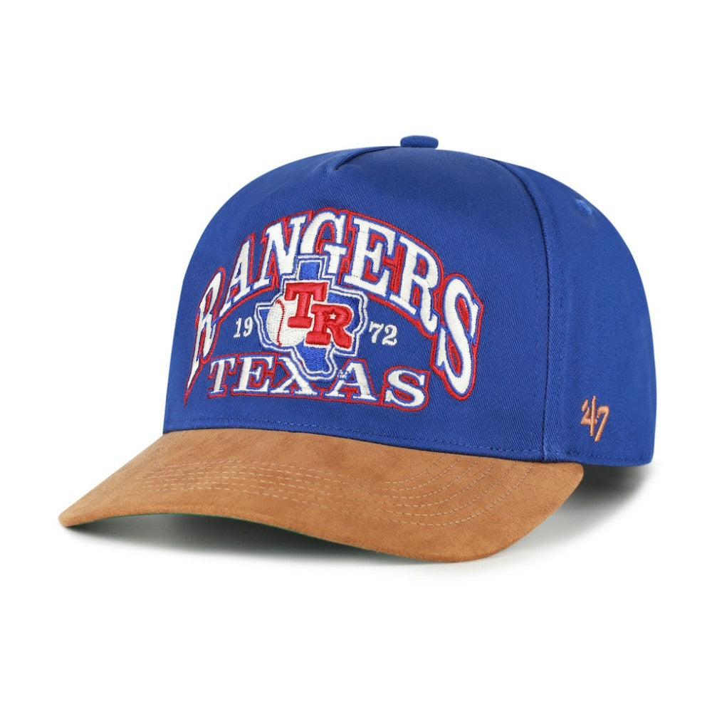 Texas Rangers Cooperstown Break Wood Suede Hitch Adjustable Hat Royal/Brown | 47 brand