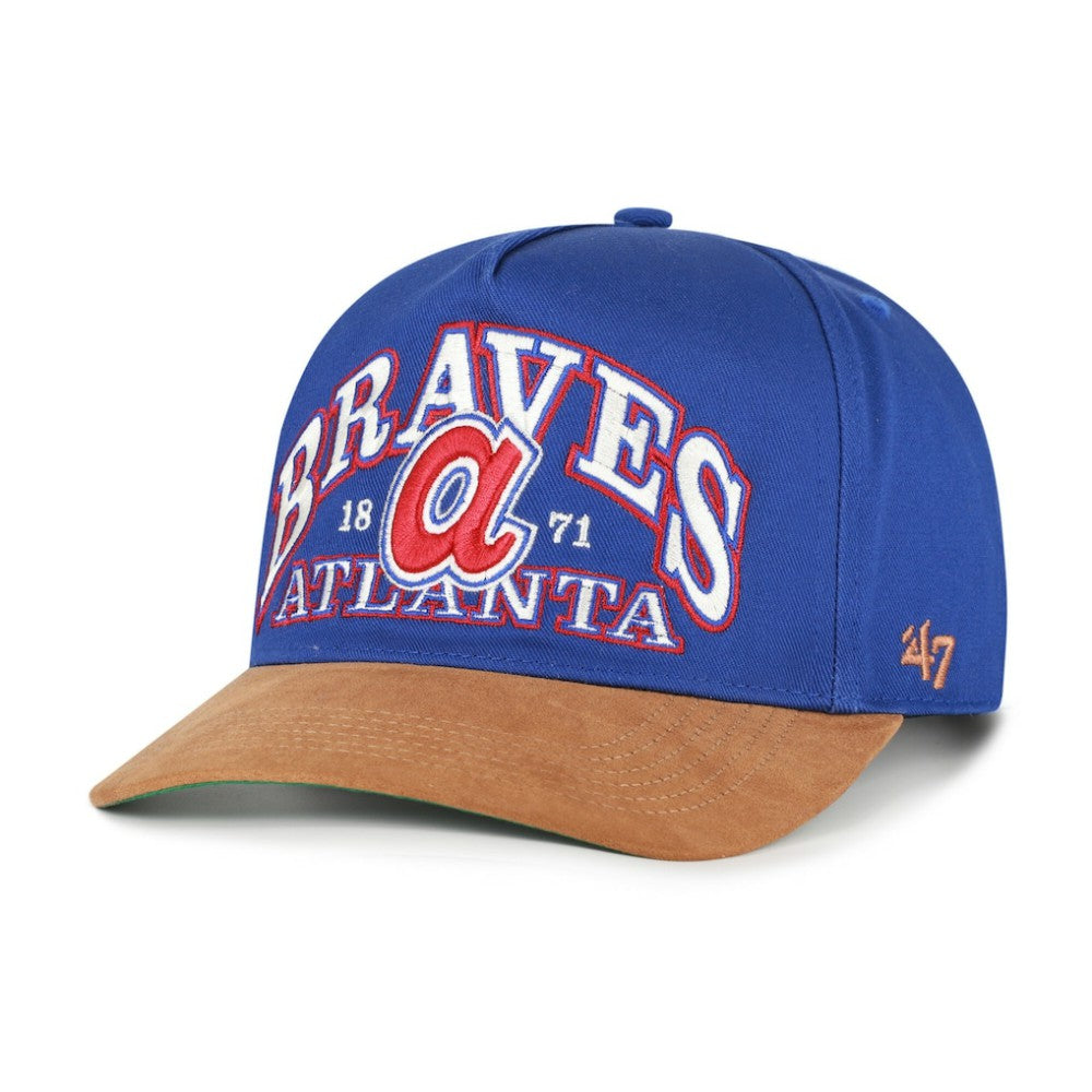 Atlanta Braves Cooperstown Break Wood Suede Hitch Adjustable Hat Royal/Brown | 47 brand