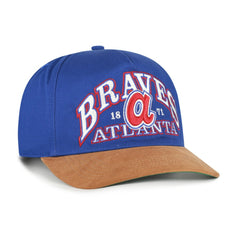 Atlanta Braves Cooperstown Break Wood Suede Hitch Adjustable Hat Royal/Brown | 47 brand