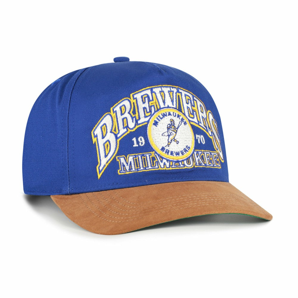 Milwaukee Brewers Cooperstown Break Wood Suede Hitch Adjustable Hat Royal/Brown | 47 brand