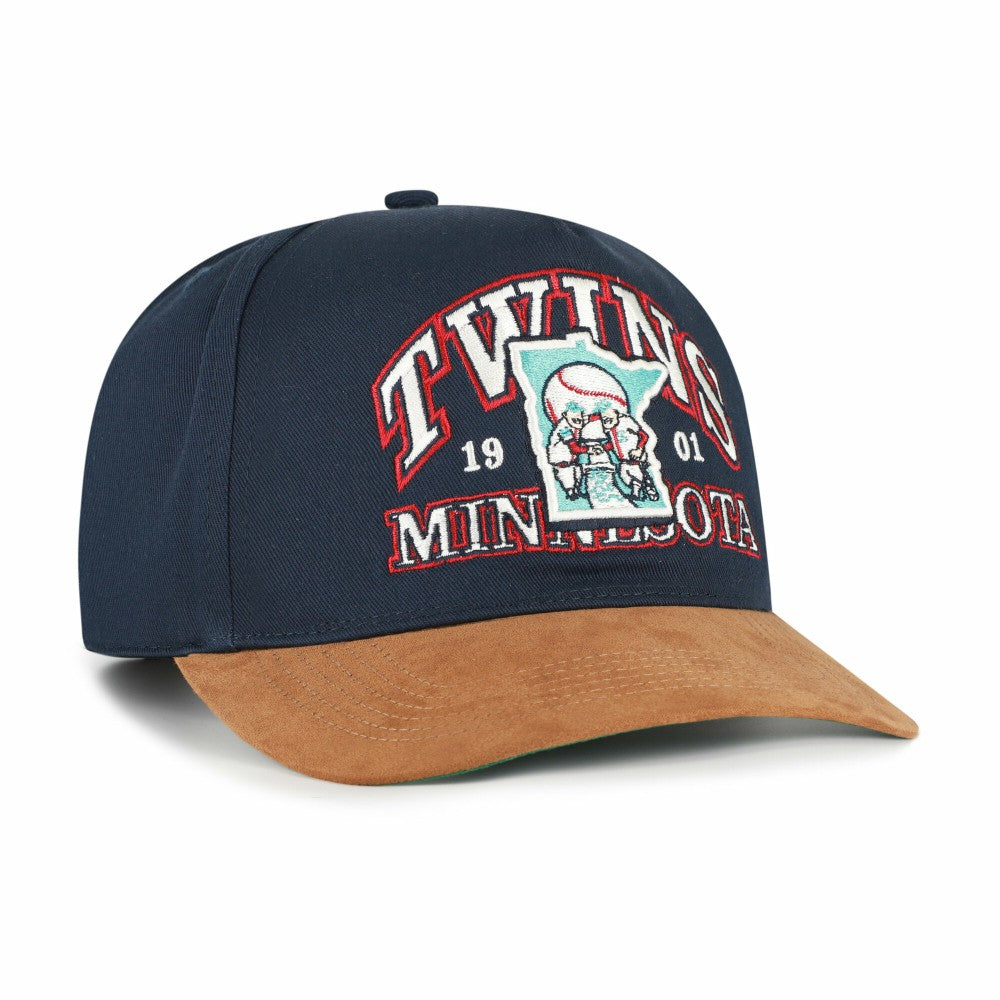 Minnesota Twins Cooperstown Break Wood Suede Hitch Adjustable Hat Navy/Brown | 47 brand