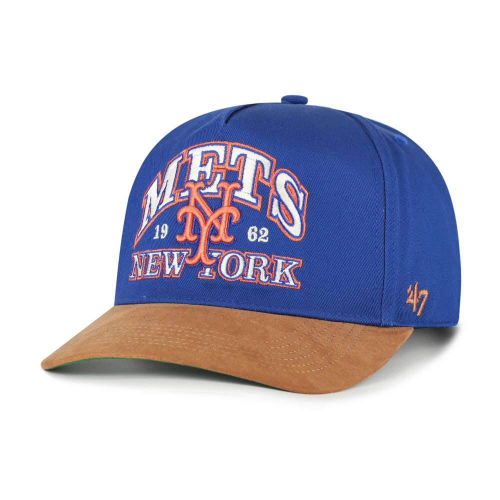 New York Mets Cooperstown Break Wood Suede Hitch Adjustable Hat Royal/Brown | 47 brand