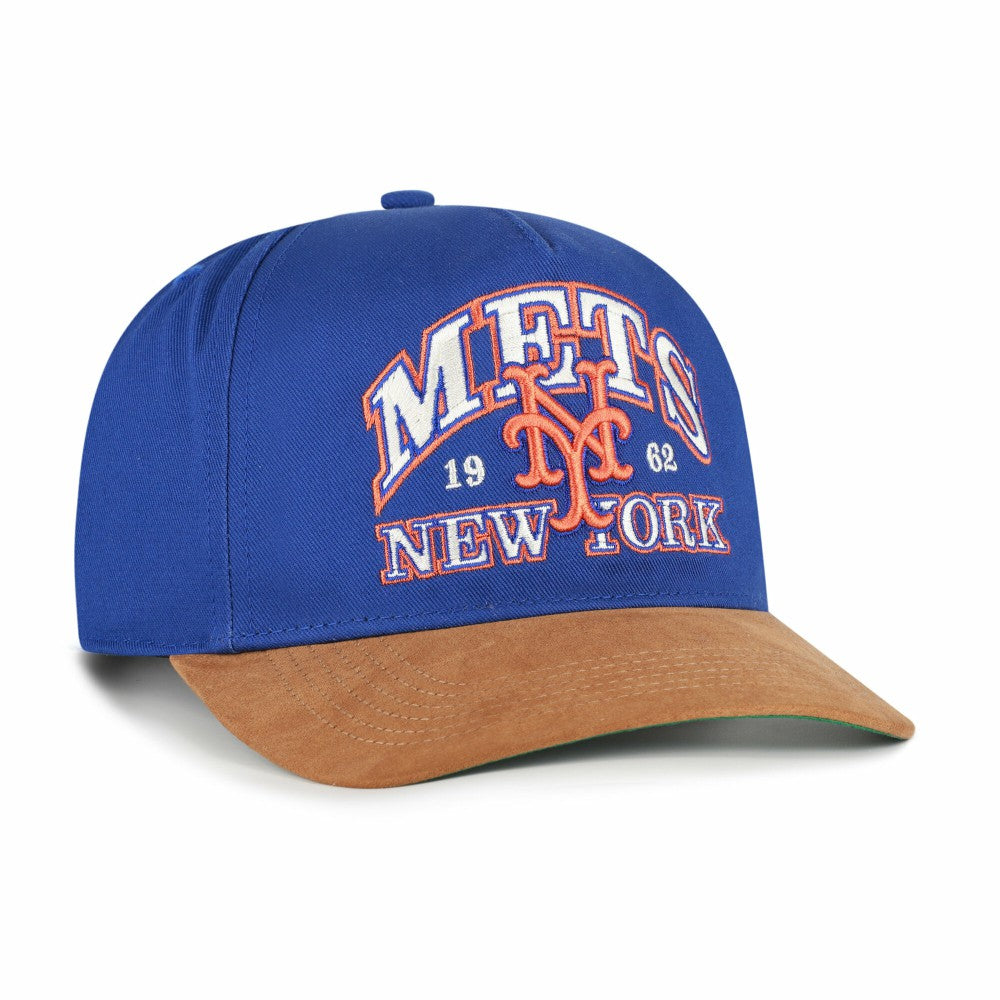 New York Mets Cooperstown Break Wood Suede Hitch Adjustable Hat Royal/Brown | 47 brand