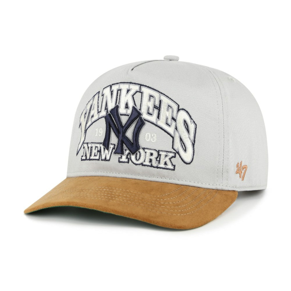 New York Yankees Cooperstown Break Wood Suede Hitch Adjustable Hat Gray/Brown | 47 brand