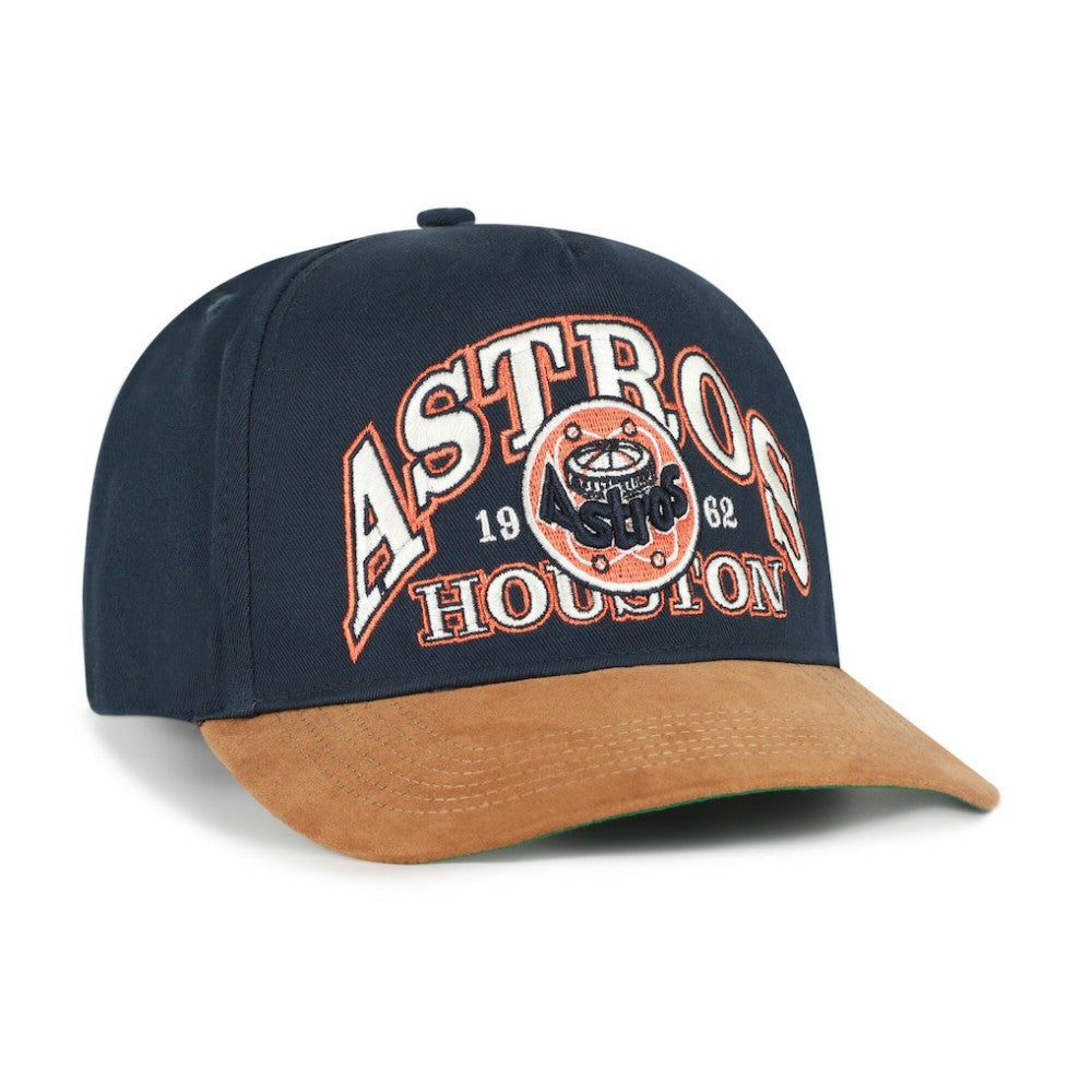 Houston Astros Cooperstown Break Wood Suede Hitch Adjustable Hat Navy/Brown | 47 brand