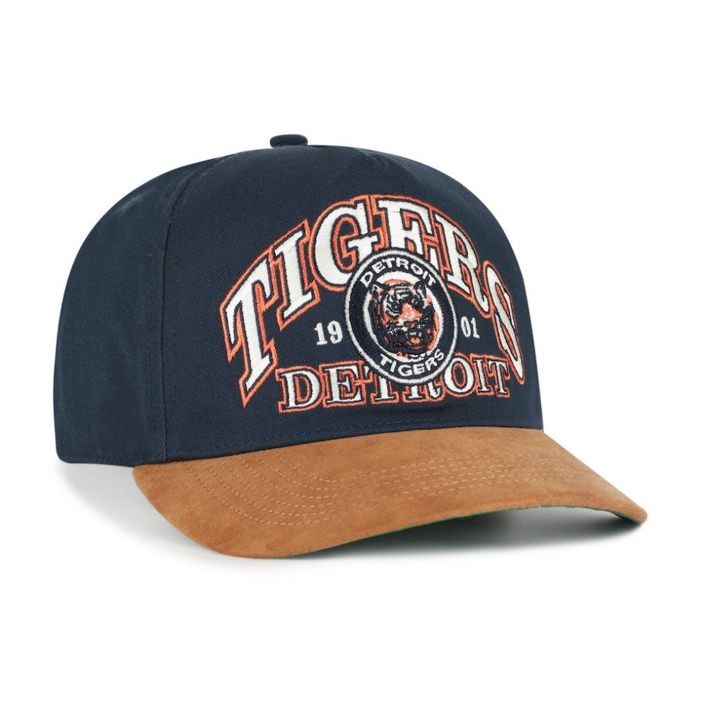 Detroit Tigers Cooperstown Break Wood Suede Hitch Adjustable Hat Navy/Brown | 47 brand