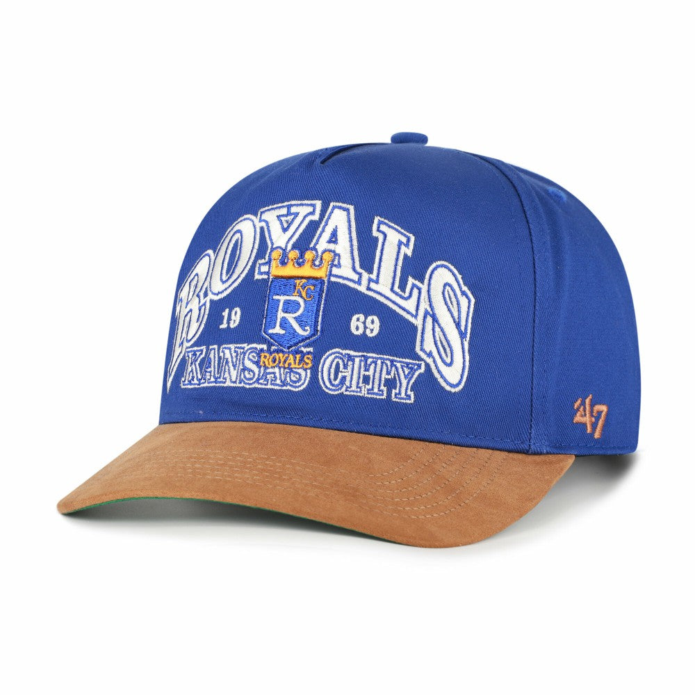 Kansas City Royals Cooperstown Break Wood Suede Hitch Adjustable Hat Royal/Brown | 47 brand