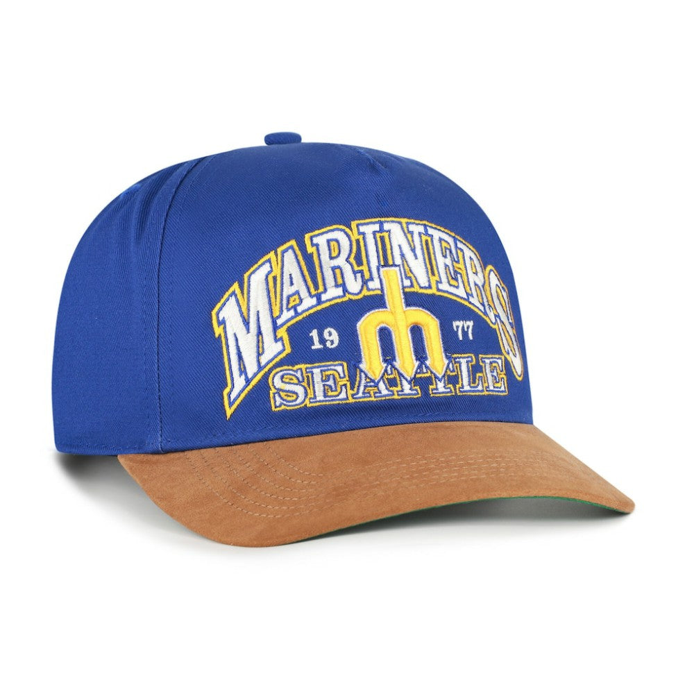 Seattle Mariners Cooperstown Break Wood Suede Hitch Adjustable Hat Royal/Brown | 47 brand