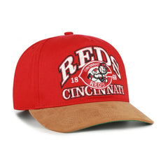 Cincinnati Reds Cooperstown Break Wood Suede Hitch Adjustable Hat Red/Brown | 47 brand