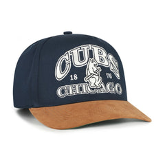 Chicago Cubs Cooperstown Break Wood Suede Hitch Adjustable Hat Navy/Brown | 47 brand