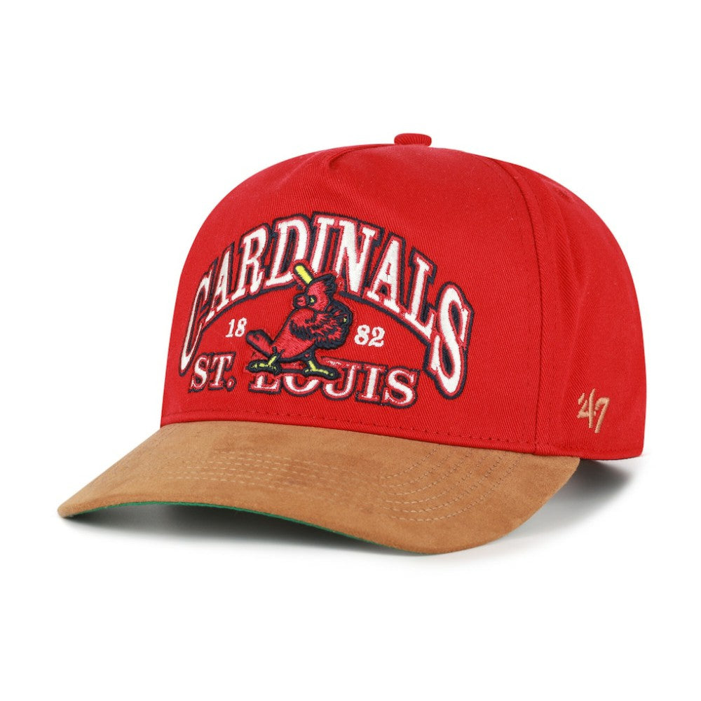 St. Louis Cardinals Cooperstown Break Wood Suede Hitch Adjustable Hat Red/Brown | 47 brand