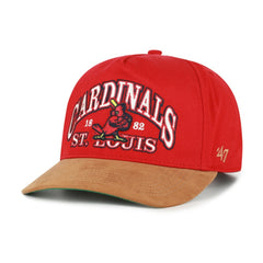 St. Louis Cardinals Cooperstown Break Wood Suede Hitch Adjustable Hat Red/Brown | 47 brand
