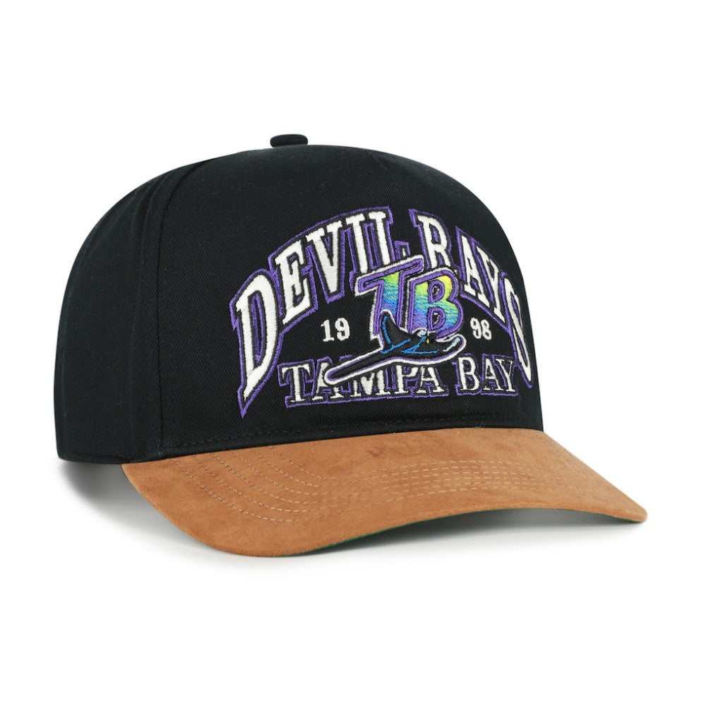 Tampa Bay Rays Cooperstown Break Wood Suede Hitch Adjustable Hat Black/Brown | 47 brand