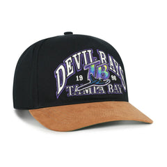 Tampa Bay Rays Cooperstown Break Wood Suede Hitch Adjustable Hat Black/Brown | 47 brand