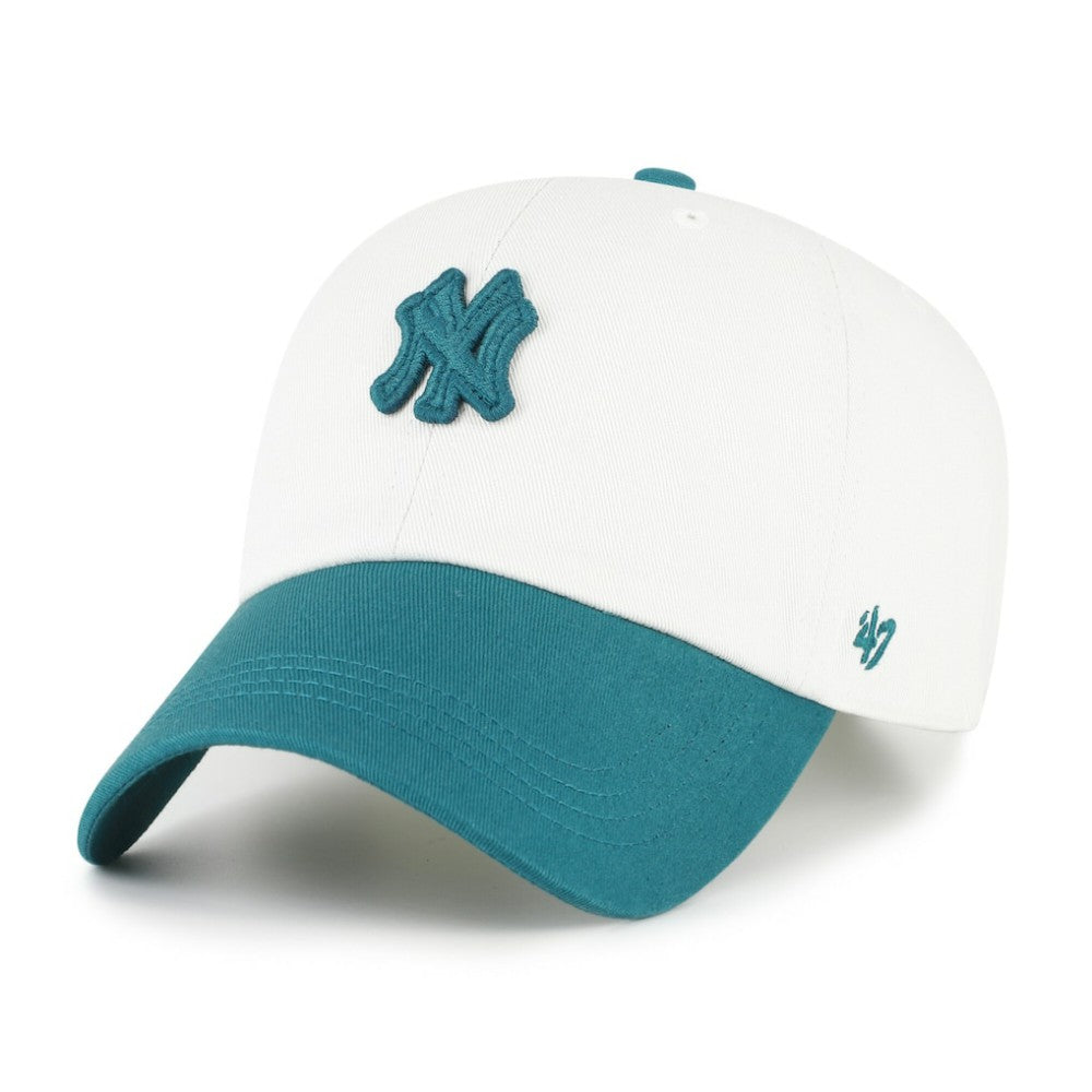 New York Yankees Contemporary Tonal Clean Up Adjustable Hat White/Teal | 47 brand