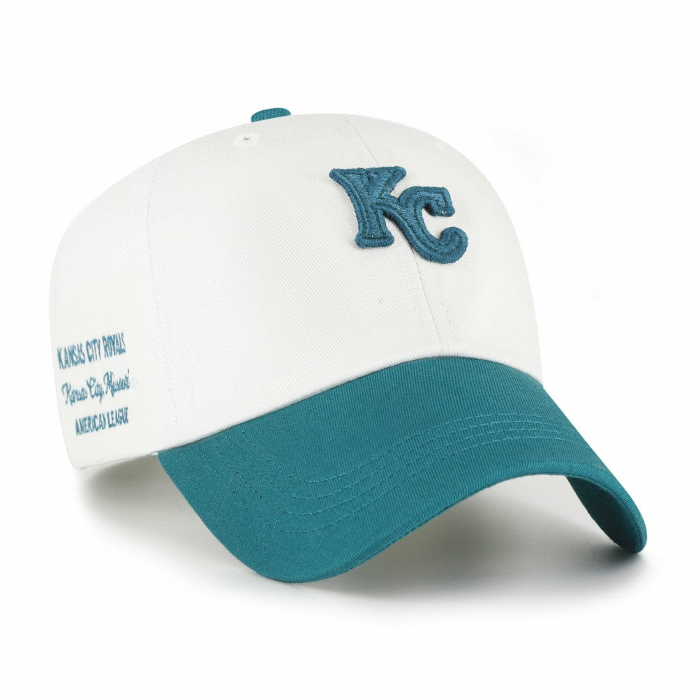 Kansas City Royals Contemporary Tonal Clean Up Adjustable Hat White/Teal | 47 brand