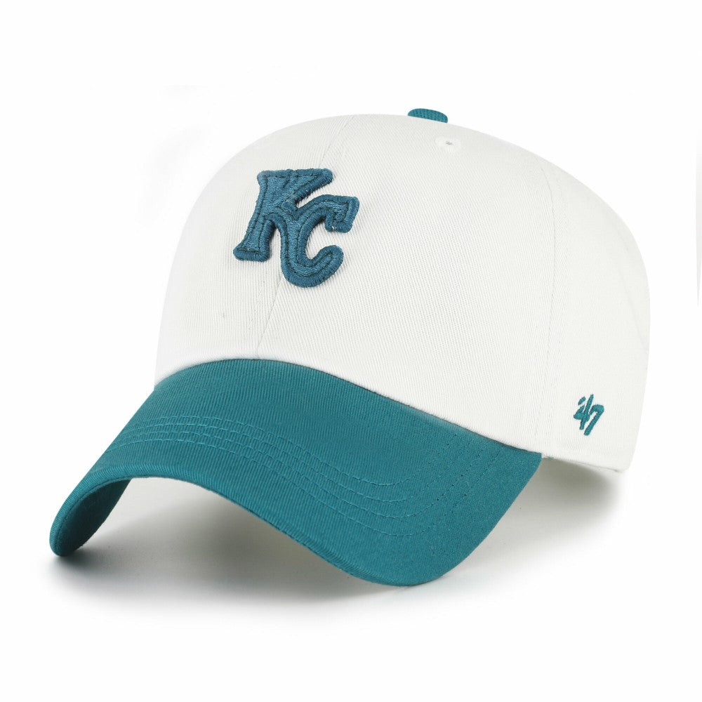 Kansas City Royals Contemporary Tonal Clean Up Adjustable Hat White/Teal | 47 brand