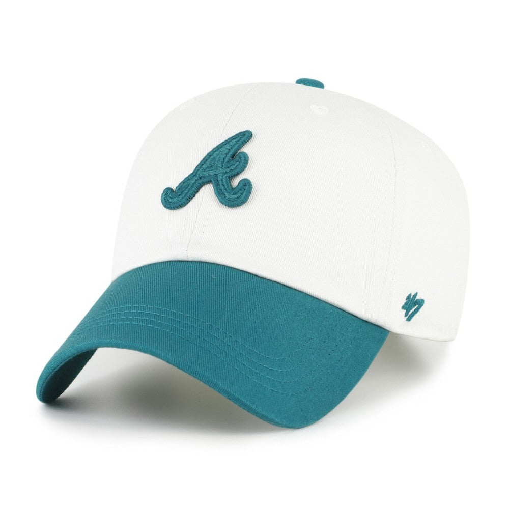 Atlanta Braves Contemporary Tonal Clean Up Adjustable Hat White/Teal | 47 brand