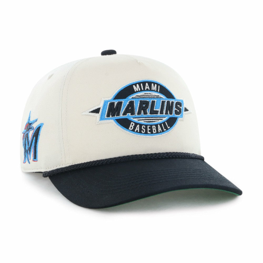 Miami Marlins Youth Frame Out Hitch Adjustable Hat Natural/Black | 47 brand