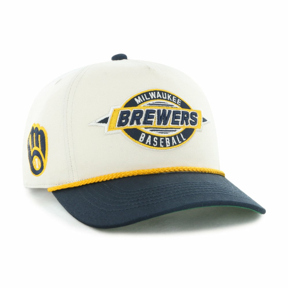 Milwaukee Brewers Youth Frame Out Hitch Adjustable Hat Natural/Navy | 47 brand