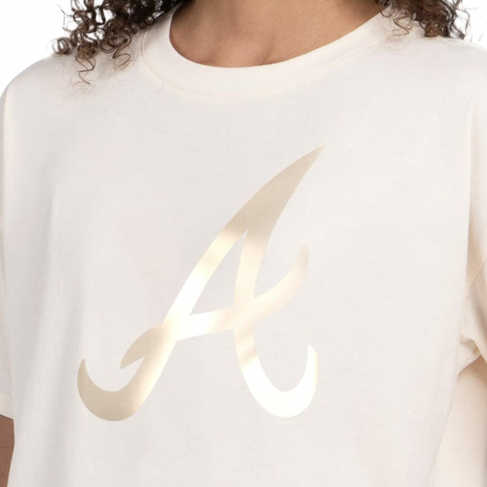 Atlanta Braves Starter Women's Pastels Boxy Cropped T-Shirt Cream