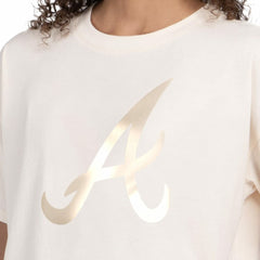 Atlanta Braves Starter Women's Pastels Boxy Cropped T-Shirt Cream