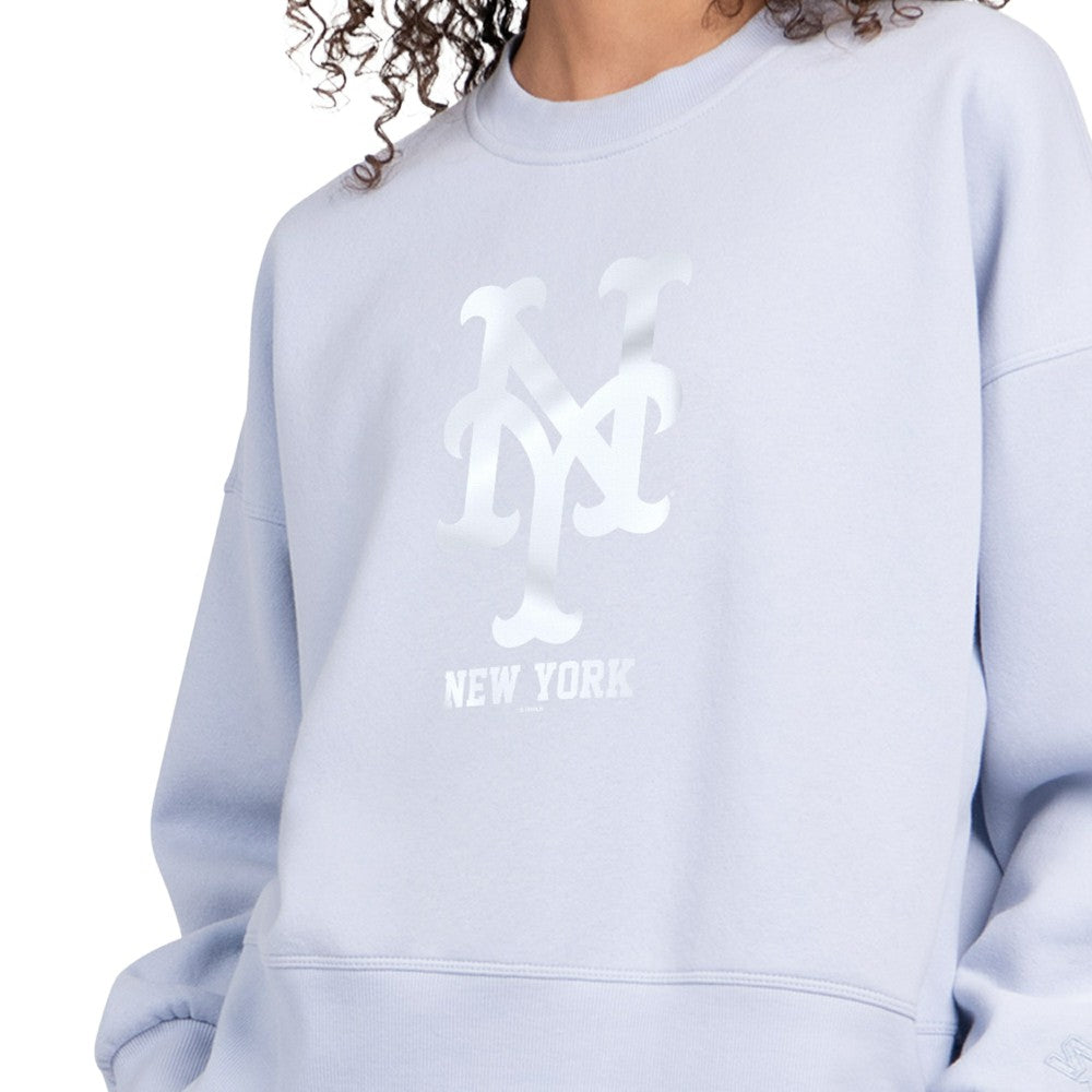 New York Mets Starter Women's Pastels Boxy Fleece Sweatshirt Light Blue
