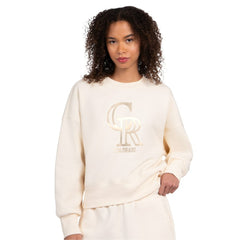 Colorado Rockies Starter Women's Pastels Boxy Fleece Sweatshirt Cream