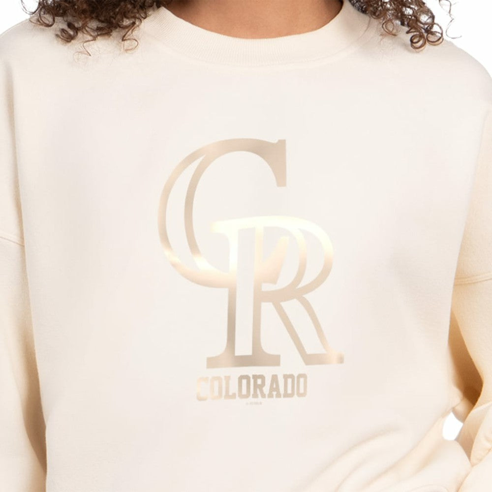 Colorado Rockies Starter Women's Pastels Boxy Fleece Sweatshirt Cream