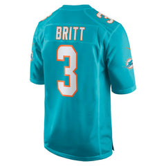 K.J. Britt Miami Dolphins Team Game Jersey - Aqua