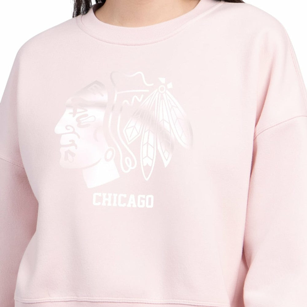 Chicago Blackhawks Starter Women's Boxy Cropped Sweatshirt Pink
