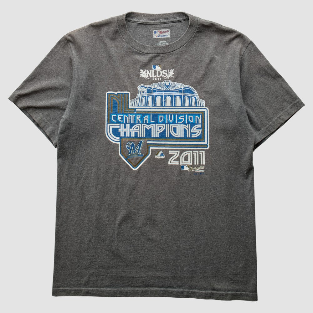 Milwaukee Brewers Majestic 2011 T-Shirt Gray Vintage