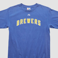 Milwaukee Brewers Majestic 2000s T-Shirt Blue Vintage